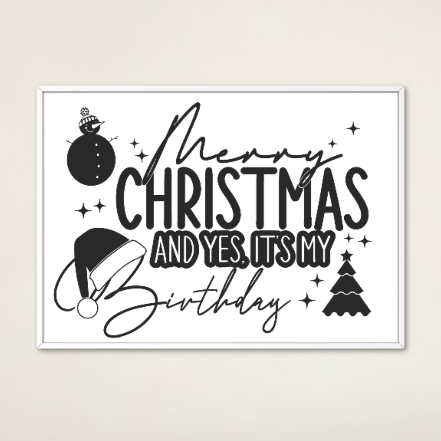 Merry Christmas Birthday SVG | Christmas Birthday Decor SVG | Instant Download for Cricut & Silhouette | Perfect for Personalized Christmas Cards & Ornaments