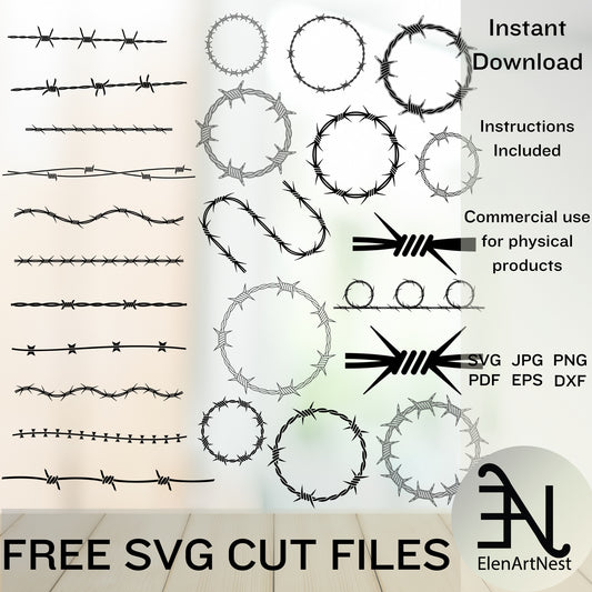 Barbed Wire Svg | Barbed Wire Clipart | Fence Svg | Svg Files For Cricut | Instant Download Wire Cable Svg | Barbed Wire Circle Svg, Png