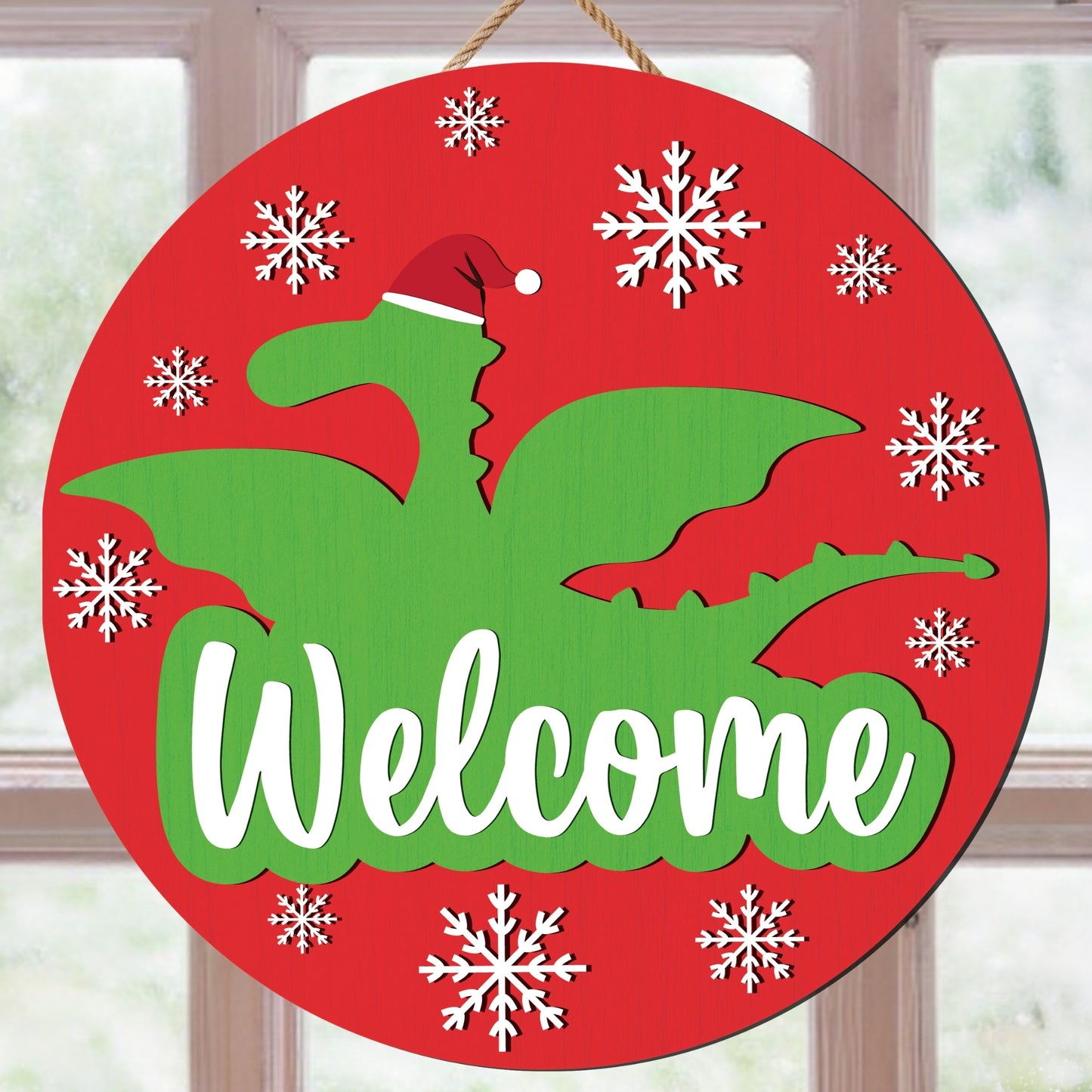 Christmas Dinosaur Welcome Sign Svg | Dinosaur Christmas Decor Svg | Laser Cut File | Holiday Welcome Sign | Glowforge Svg | Cricut Cut File