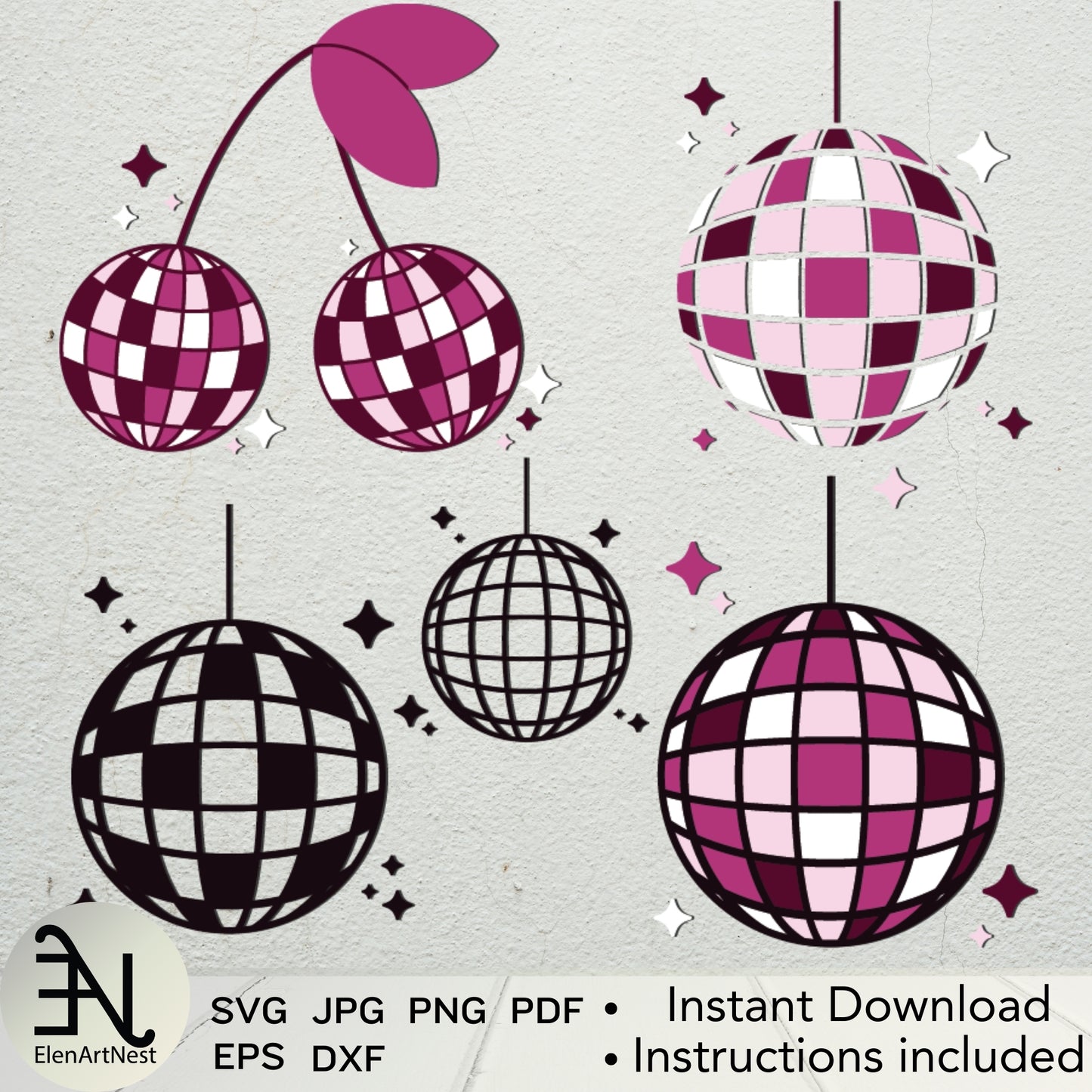 Disco Ball SVG Bundle | Retro Groovy Disco Ball SVG | Disco Ball Clipart | Instant Download | Bachelorette Party Decor Svg | Disco Ball PNG