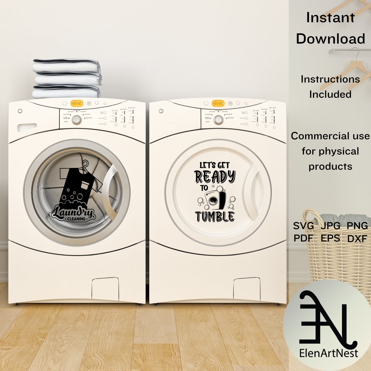 Laundry Labels Bundle SVG | Wash and Dry SVG | Laundry Room Sign | Farmhouse SVG | Washer Dryer Svg | Laundry Co Svg | Clothesline Clipart