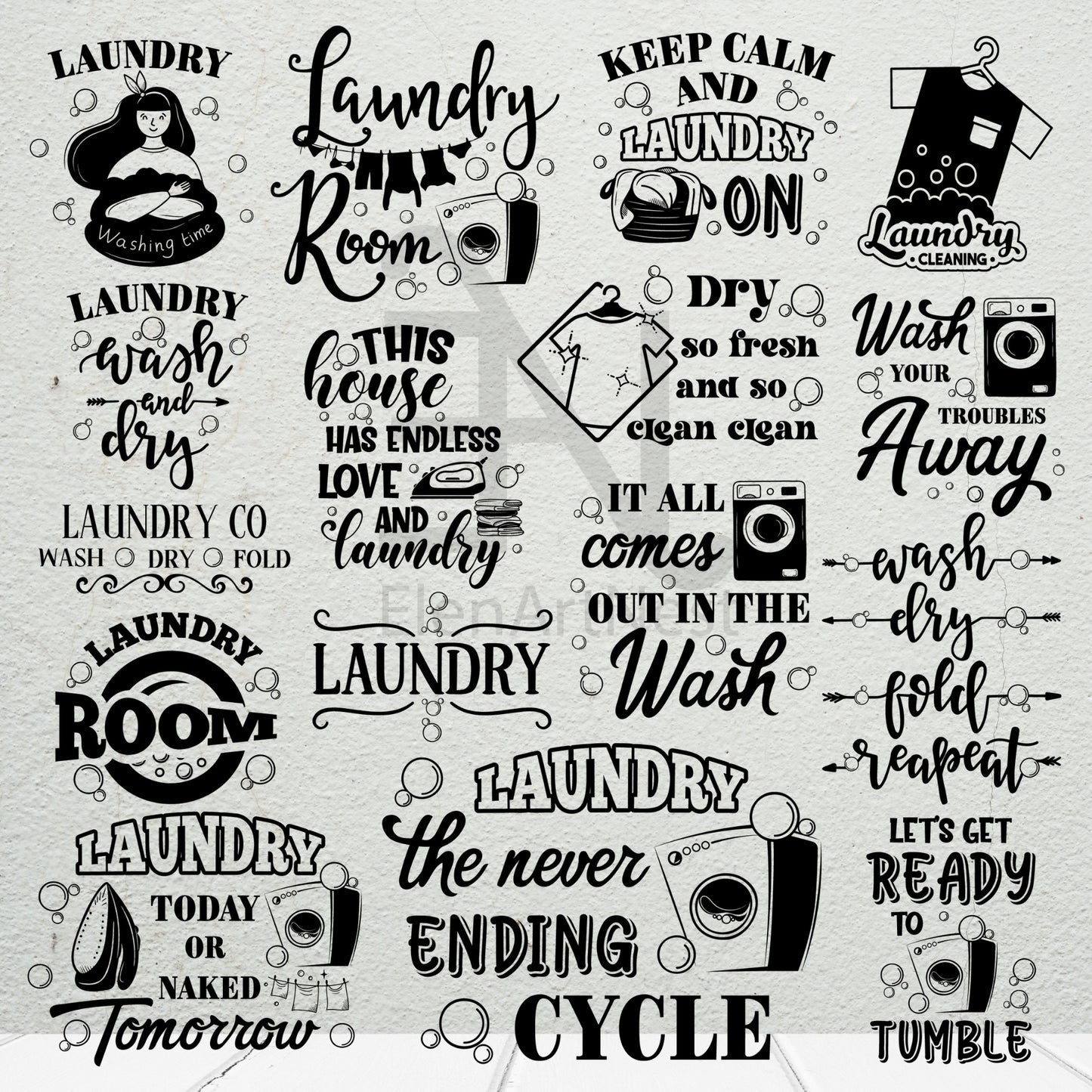 Laundry Labels Bundle SVG | Wash and Dry SVG | Laundry Room Sign | Farmhouse SVG | Washer Dryer Svg | Laundry Co Svg | Clothesline Clipart