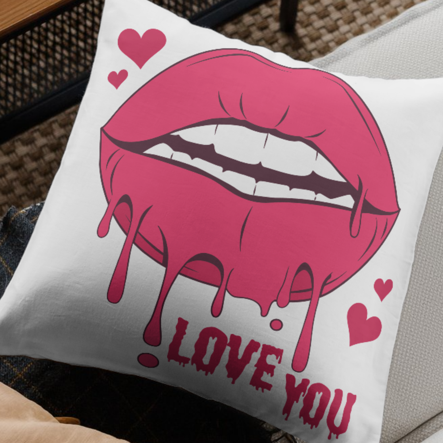 Love You Red Lips SVG | Romantic Kiss Design | Dripping Lips Valentine's Day Cut File