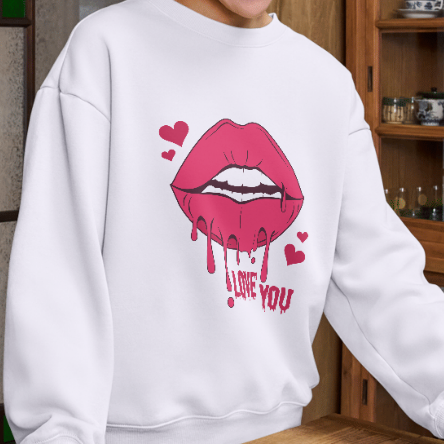 Love You Red Lips SVG | Romantic Kiss Design | Dripping Lips Valentine's Day Cut File