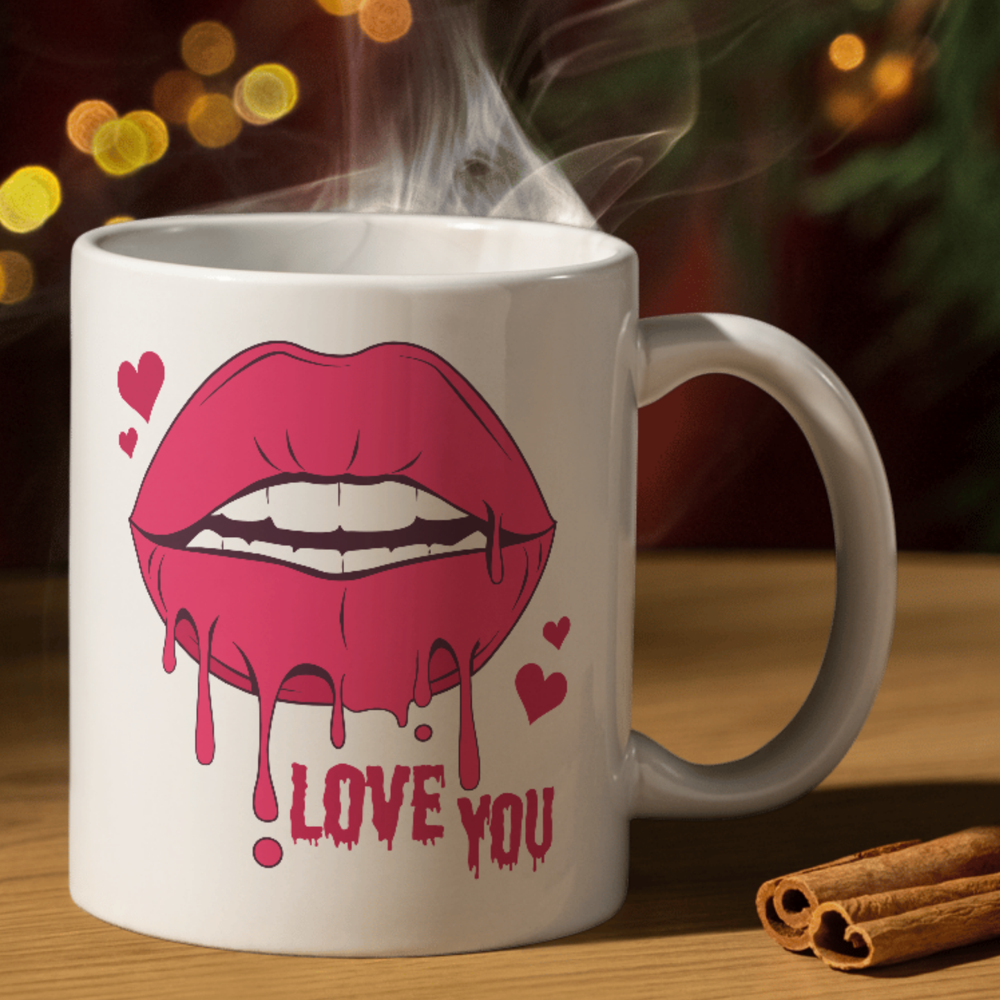 Love You Red Lips SVG | Romantic Kiss Design | Dripping Lips Valentine's Day Cut File