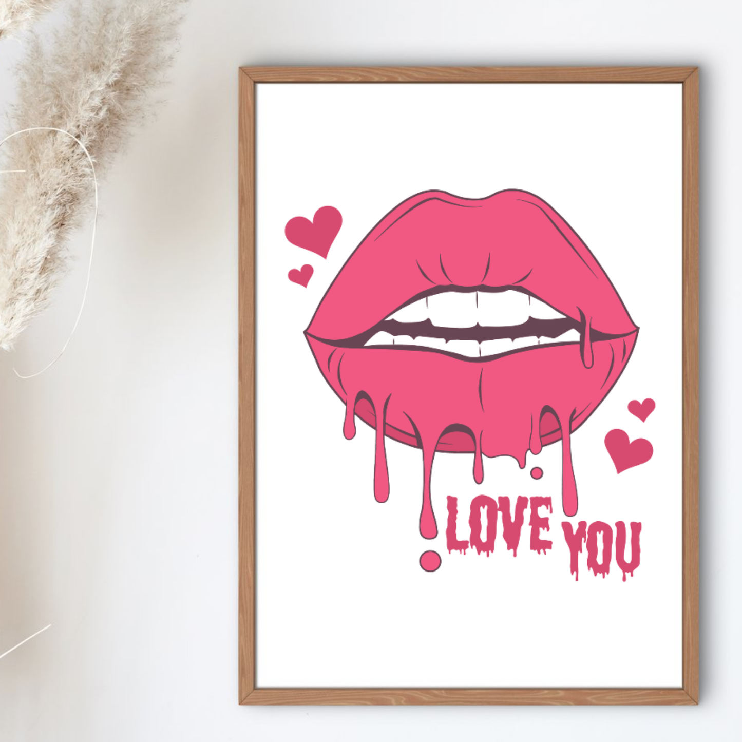 Love You Red Lips SVG | Romantic Kiss Design | Dripping Lips Valentine's Day Cut File