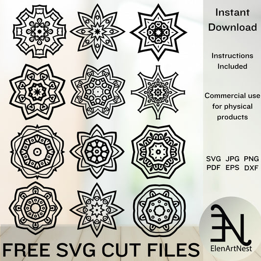 Mandala Bundle SVG | Bohemian Silhouette Files | Cricut Cut Files | Sacred Geometry Design | Yoga Wall Art | Meditation Clipart Bundle