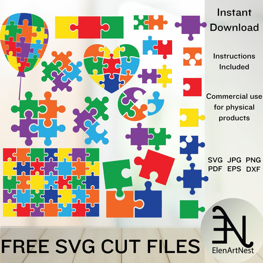 Puzzle Bundle SVG | Autism Awareness Cut Files | Puzzle Pieces Vector | Autism SVG Files for Cricut | Digital Download Puzzle Pieces