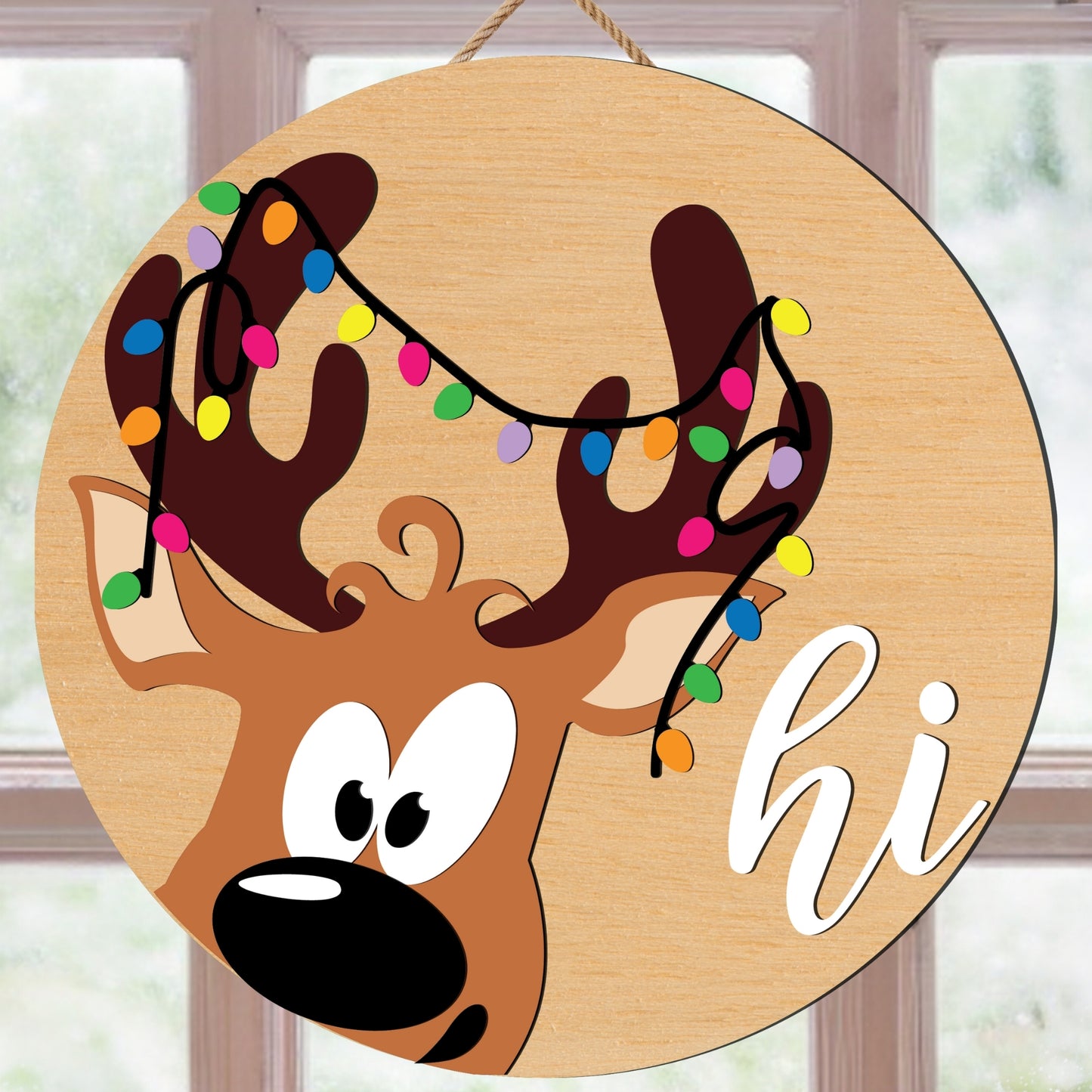 Reindeer Door Sign SVG | Christmas Reindeer Door Hanger SVG | Reindeer Hi Door Sign Cut File | Holiday Door Decor | Reindeer Welcome Sign