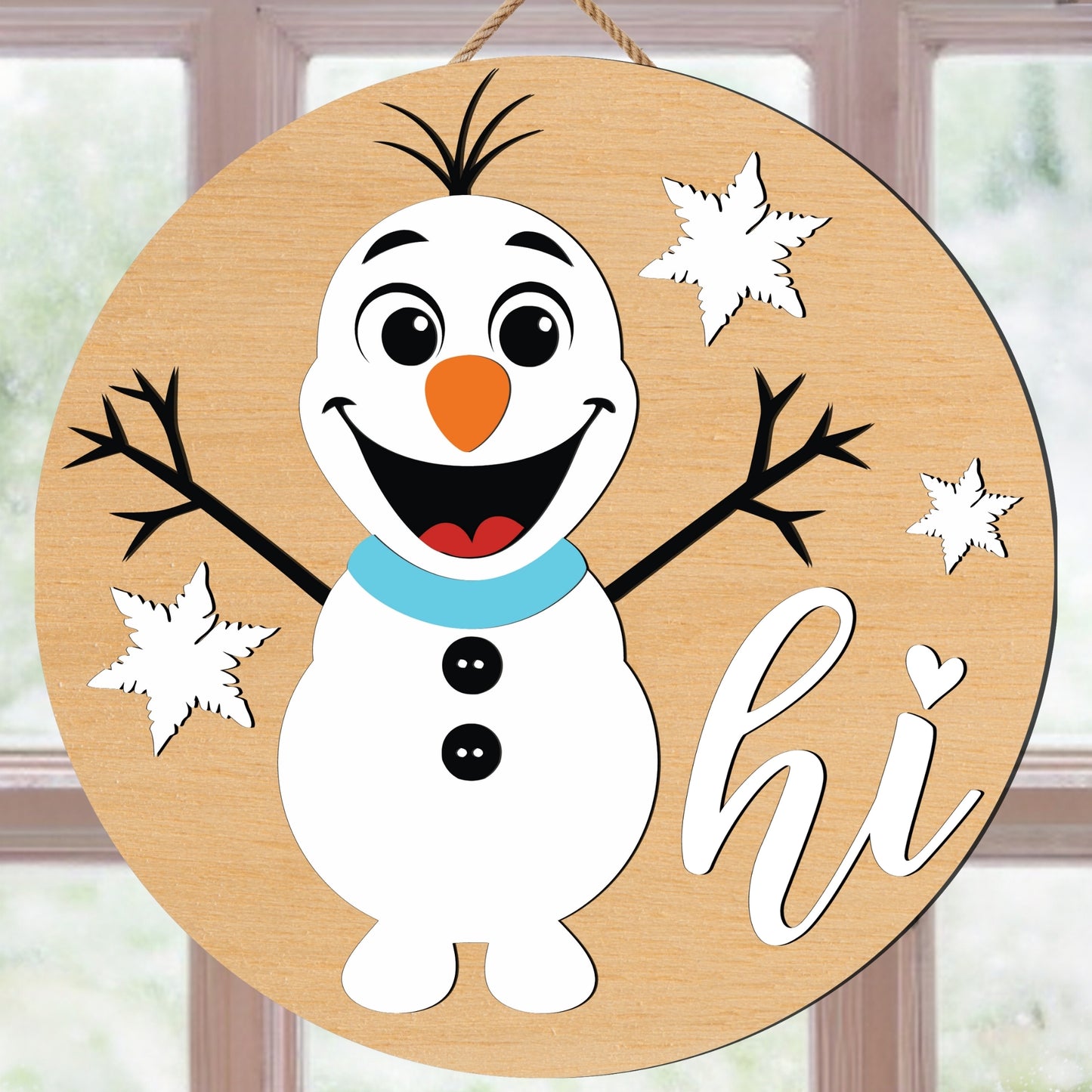 Snowman Door Hanger SVG | Christmas Door Hanger Cut File | Snowman Hi Door Hanger Design | Winter Porch Decor SVG | Snowman SVG for Cricut